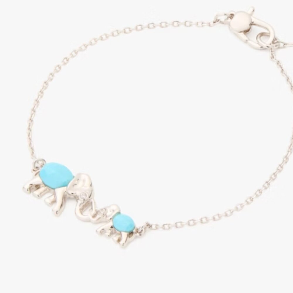 NWT Kate Spade Mama Baby Elephant Bracelet Silver and Blue NEW